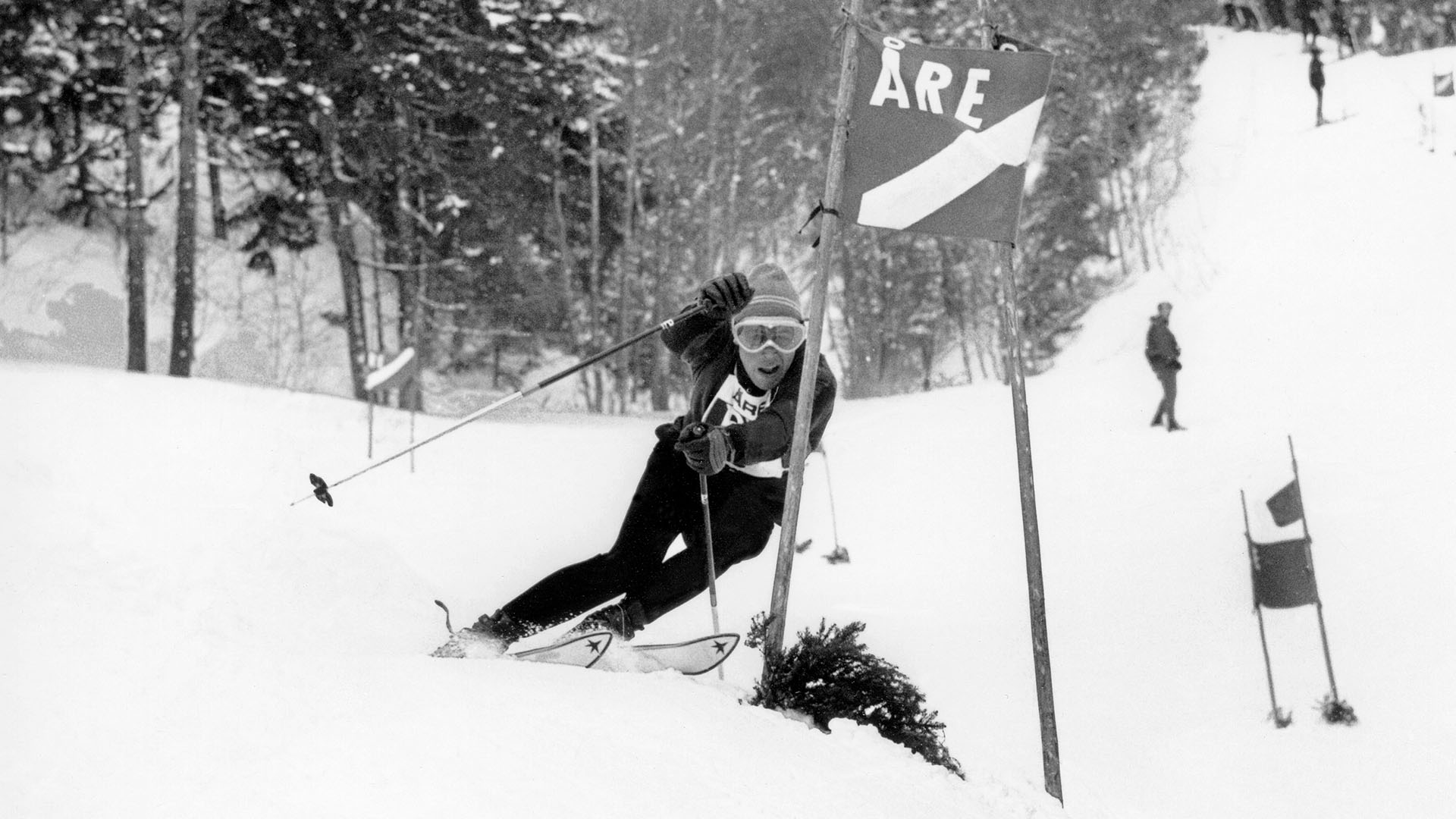 Gerhard Riml of Austria competes in the giant slalom at Årebragden on 9 March 1968.