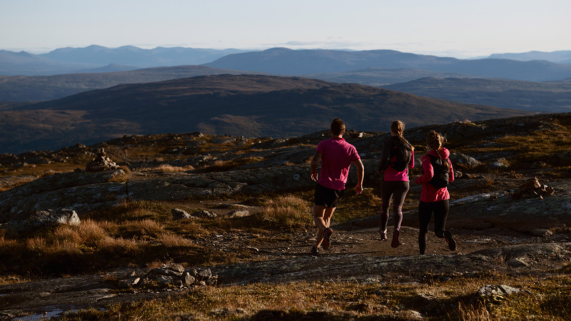 Trail running Åre in late afternoon