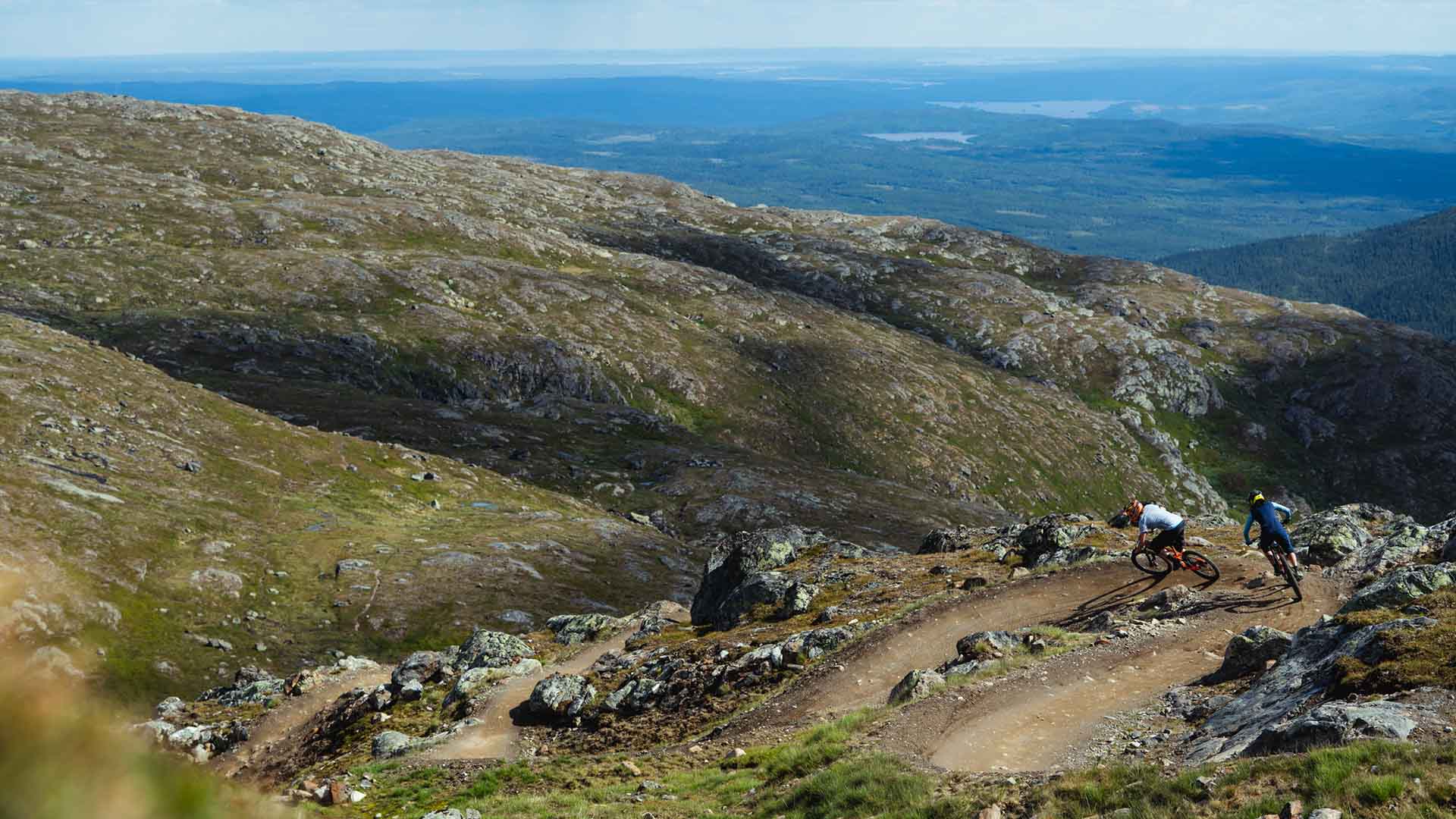 Downhillcykling från Åreskutan i solsken