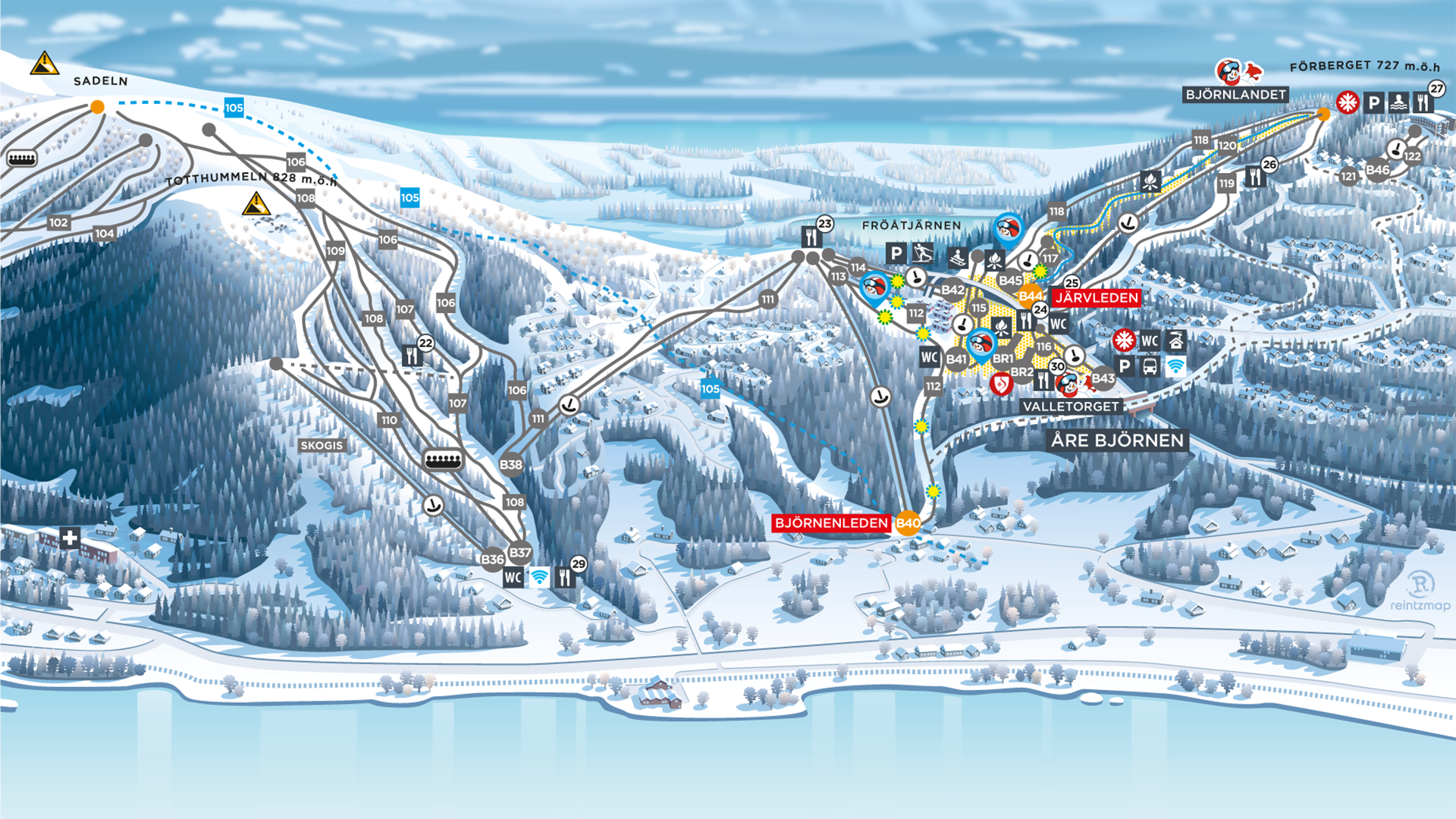 Karta över Björnens skidområde