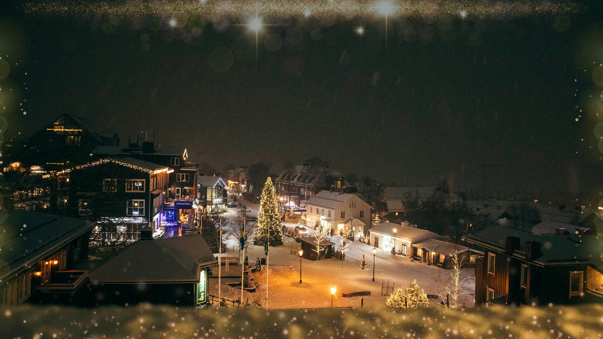Åre Square at night with christmas lights