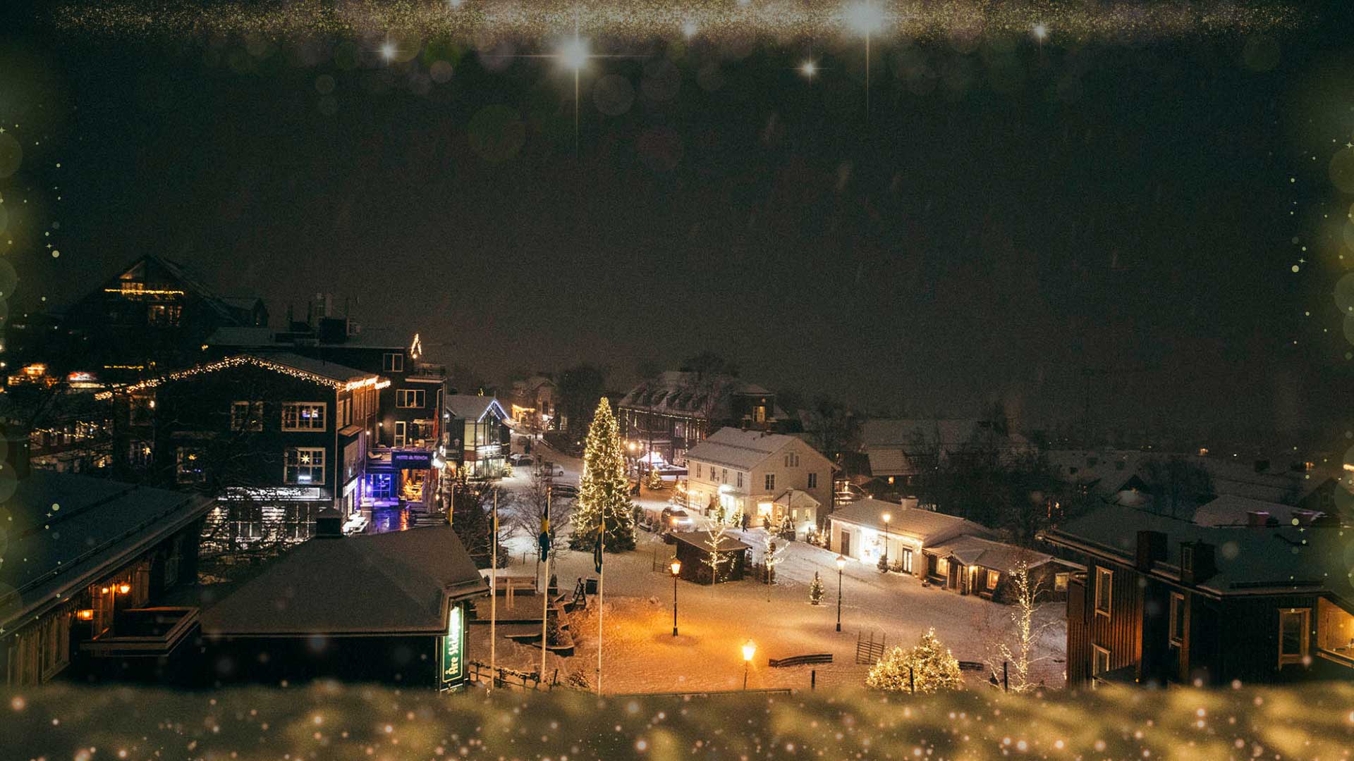 Åre Square at night with christmas lights